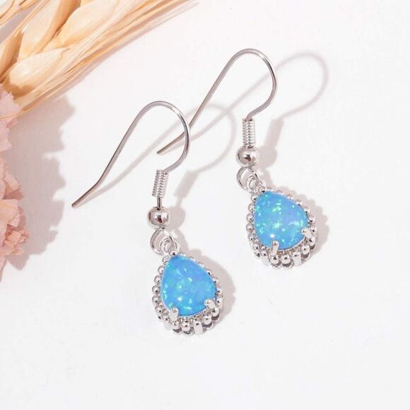 Jewelry - CINI 14K Gold Plated Teardrop Earrings- Hook Blue